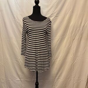 Soft Surroundings Black and White Striped Long Sleeve Top